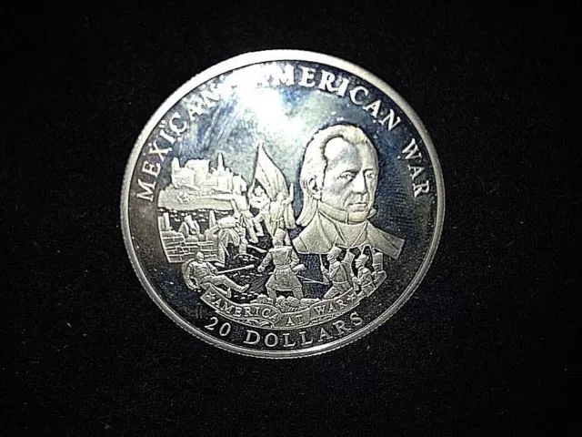 * 2003 Republic of Liberia Fine .999 Silver 20 Dollars Coin Mexican-American War