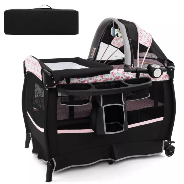 4 in 1 Baby Playard Portable Newborn Travel Crib Nursery Center w/Bassinet