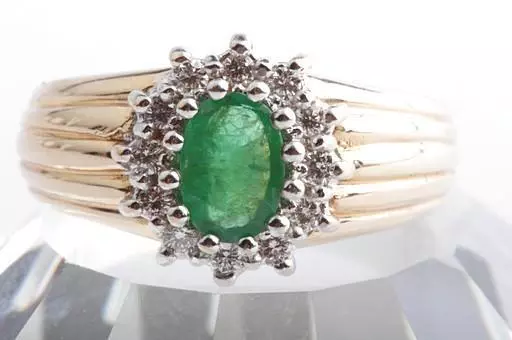 Christ Smaragd Brillant Diamant Ring lupenrein 585 14K Gelbgold 56 #