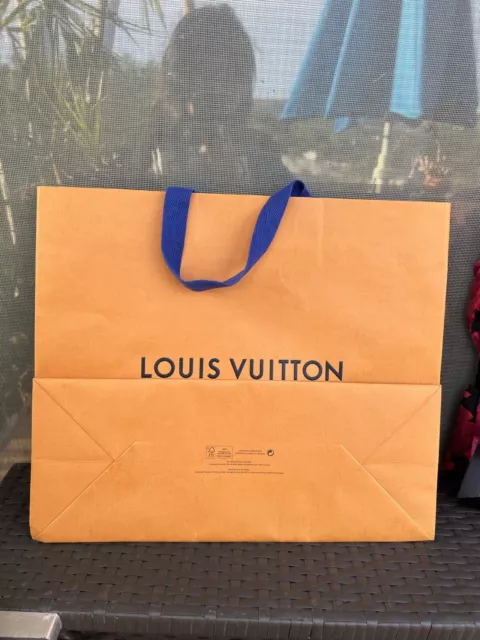 Authentic Louis Vuitton LV Orange Paper Shopping EMPTY Bag 19” X 16”