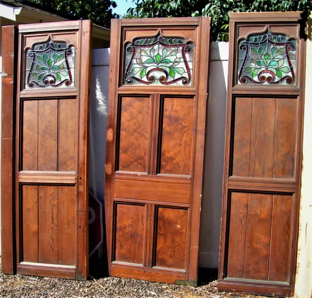AAA  elegant antique 1800's  3  Stain Glass PANEL DOORS H 10.2 W 7.5  Make Offer
