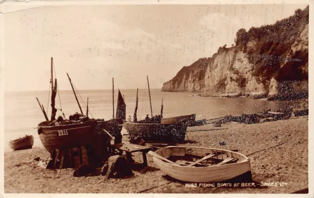 Fishing Boats At Beer Devon c1953 Postcard (E917)