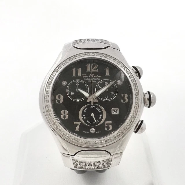 Joe Rodeo Chronograph Diamond Bezel Leather Band Mens Unisex Watch