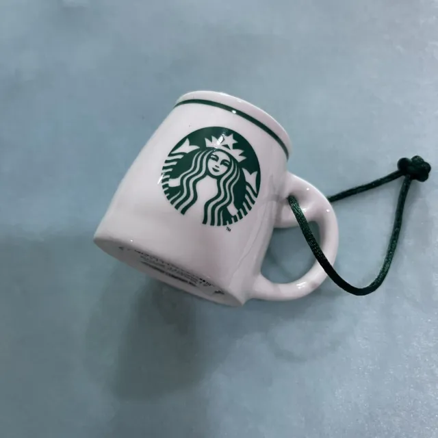 2012 Starbucks Christmas Holiday White Mug Ornament Green Tea Siren