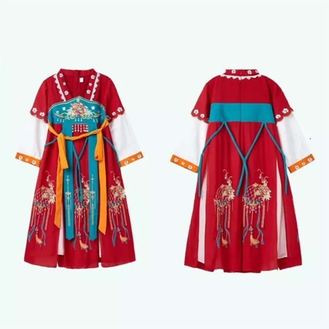 Ragazza Cinese Vestito Velato Ttang Abito Floreale Ricamato Hanfu Antico Costume