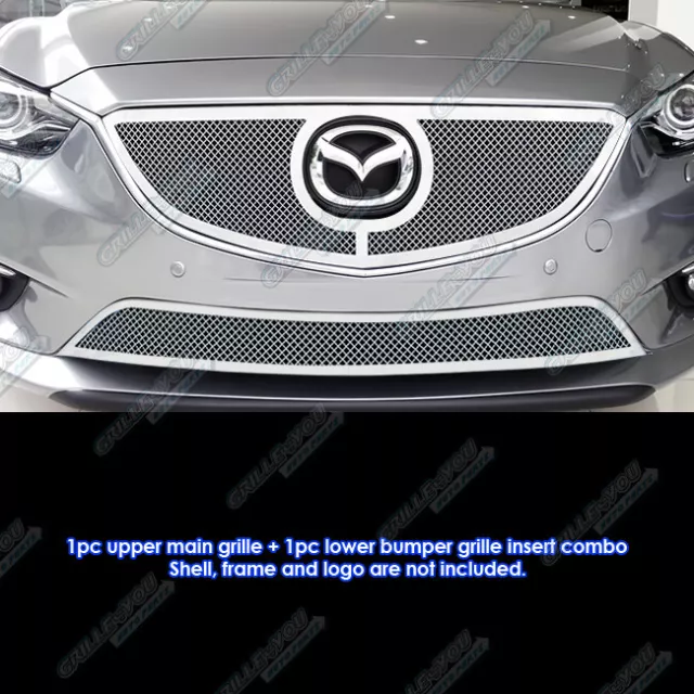 Fits 2013-2015 Mazda 6 Stainless Steel Bolt Over Mesh Grille Combo