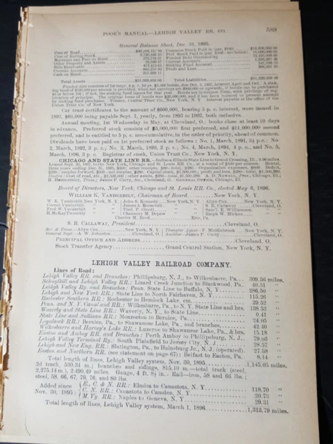 ◇1896 train report LEHIGH VALLEY RAILROAD Blackwood Bernice PA Lizard Creek