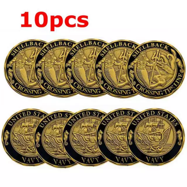 10PC US Navy Shellback Crossing the Line Sailor Commemorative Challenge Coin