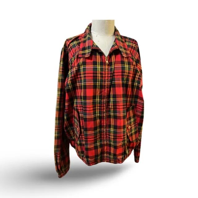 1980’s POLO Ralph Lauren  Red Plaid Full Zip Jacket WindBreaker Mens L Cotton