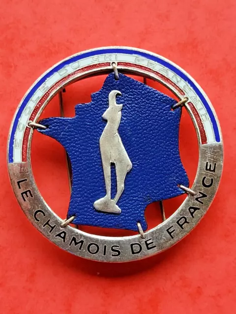 Insigne CHAMOIS d'ARGENT ancien modèle 1945 ECOLE du SKI FRANCAIS