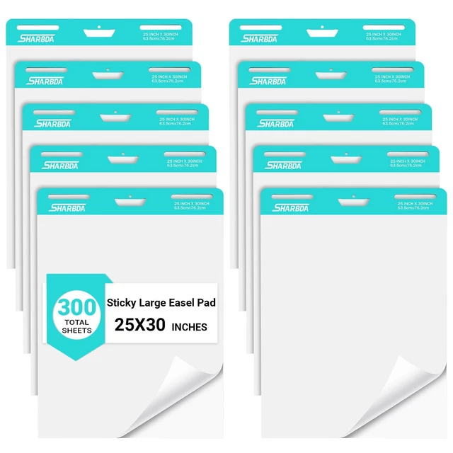 Sticky Easel Pads 13x17 Inches, 3-Pack Self-Stick Flip Chart Paper For Teachers & Office Brainstorming