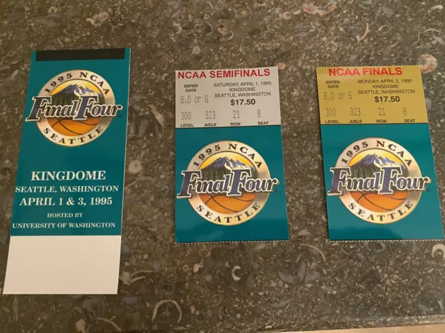1995 Final 4 Ticket Booklet and Ticket Stubs.  UCLA, Arkansas, North Carolina