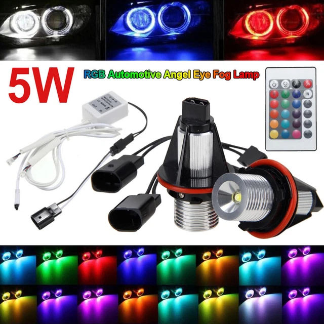 2 lampadine fari LED Angel Eyes kit RGB per illuminazione vano piedi BMW E39 E65