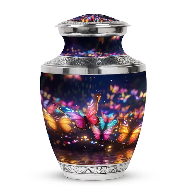 Funeral Urn Colorfull Butterflies On A Magical Forest (3 Inch) Pack Of 1