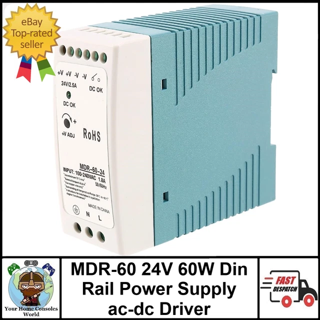 DR-60-24 60W Single Output AC DC Switching Power Supply 24V Single Phase Din -Rail Power Supply For Lighting Equipments