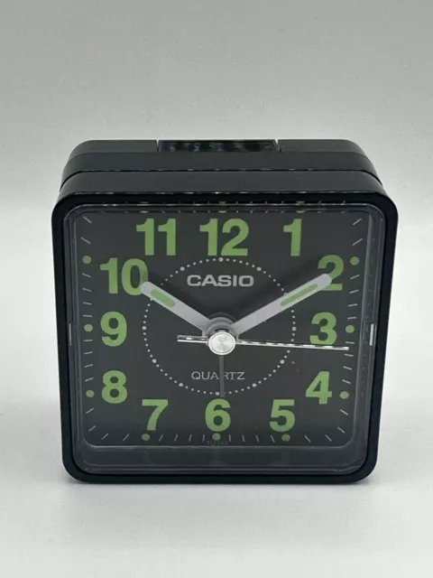 Casio Square Mini Alarm Bedside Clock in Black TQ-140