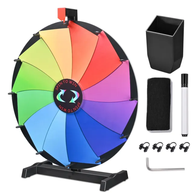24" Tabletop Color Prize Wheel Spin Game Home Family Fortune Live Steam Editable
