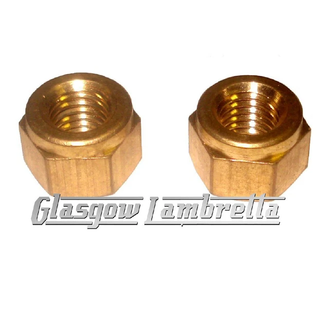 LAMBRETTA SERIES 2 & 3 Scooter EXHAUST BRASS NUTS x 2 Li/SX/TV/GP etc £