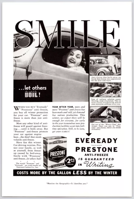 1938~Prestone Anti-Freeze~SMILE~Petroliana~Gas & Oil~Vintage 30s Print Ad