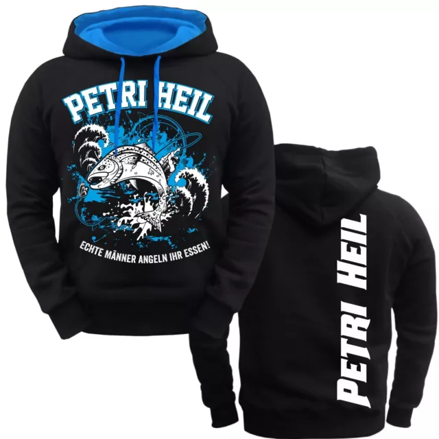 Herren Kapuzenpullover Petri Heil Echte Männer Hoody Angeln Angler Männer Hobby