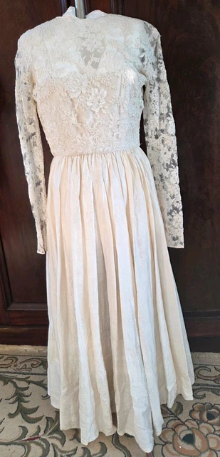 droopy and browns wedding dress VINTAGE DROOPY AND Browns Ivory Silk Lace midi length Wedding Dress XXS  £500.00