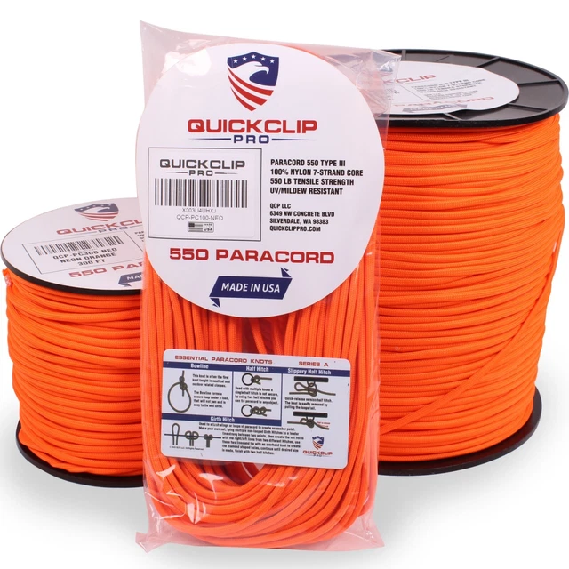 550 PARACORD W/ Knot Guide Parachute Line 50' 100' 150' 300' 1000' Foot