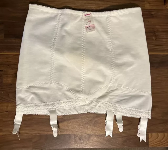 VINTAGE CROWN COOL-ETTE Open Bottom Girdle White Cotton Embroidered 4730 sz  29 $45.00 - PicClick