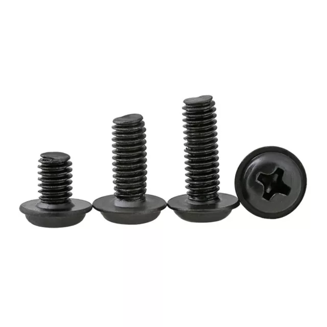 M3 M4 Black Zinc Plated Phillips Cross Flanged Button Head Machine Screws