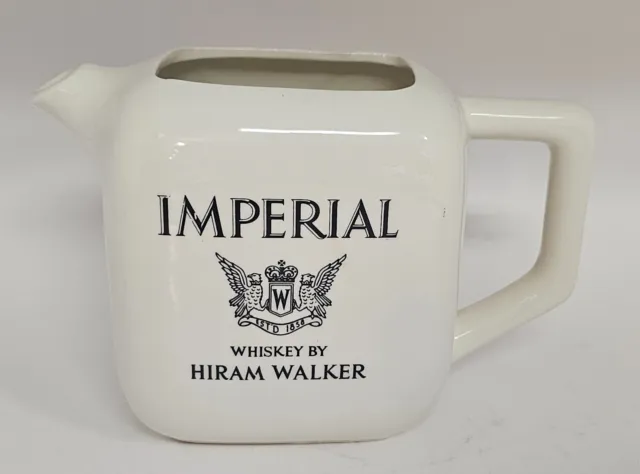 Vintage Imperial Whiskey By Hiram Walker White Pitcher