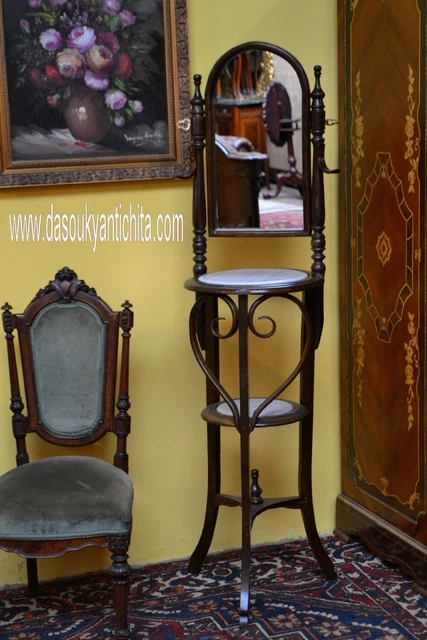 Toilette stile Thonet con piano in marmo e specchio basculante
