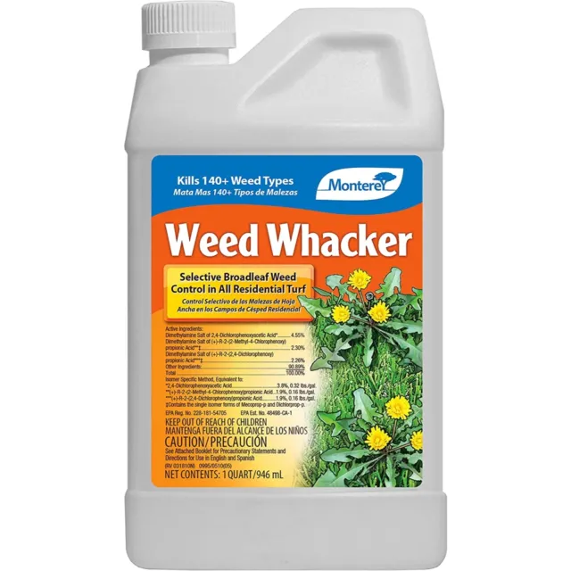 Monterey Whacker Herbicide Concentrate, Broadleaf Weed Killer for Lawns, 32 oz