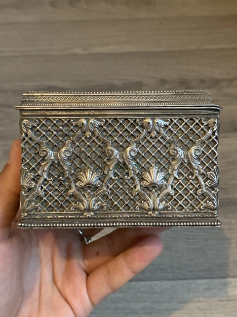 Boîte à Bijoux Antique Napoléon III - Laiton Doré Et Cristal Biseauté, XIXe Siècle