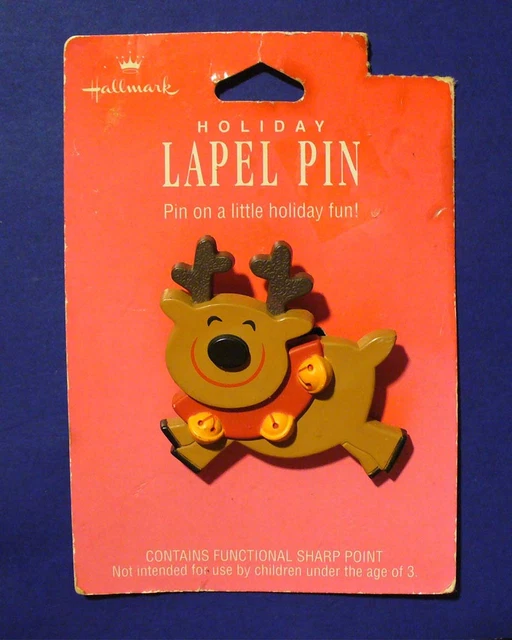 HALLMARK PIN CHRISTMAS Vintage REINDEER Jingle SLEIGH BELL Collar