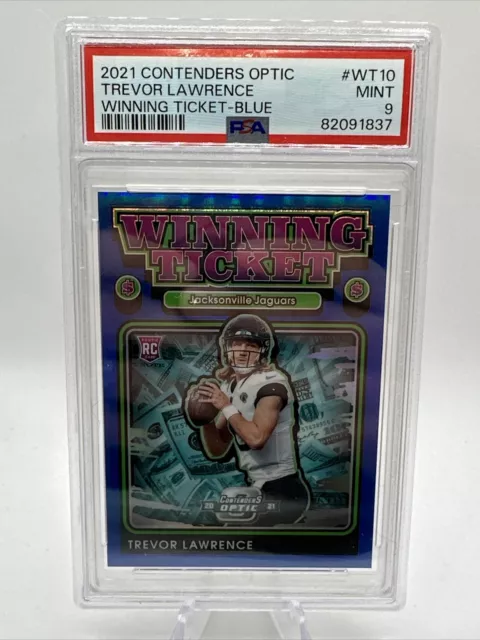 2021 Contenders Optic Trevor Lawrence #WT10 Winning Ticket Blue RC /99 PSA 9