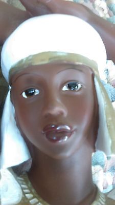 Bust Figurine Sculpture Statue 17" Brown African  Woman Ceramic  Hard To Find