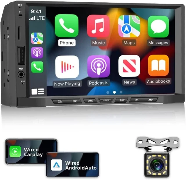 NHOPEEW Double DIN Car Radio con Carplay e Android Auto 7inch Touch Screen Car S