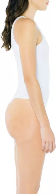 American Apparel Women's Cotton Spandex Sleeveless Thong Bodysuit- White, Medium 2