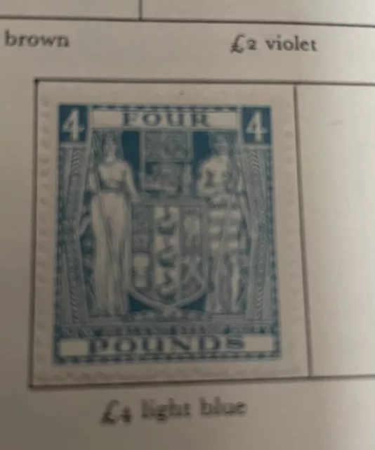 SG F210 New Zealand Postal fiscals 1940-51. £4 light blue on Wiggins teape...