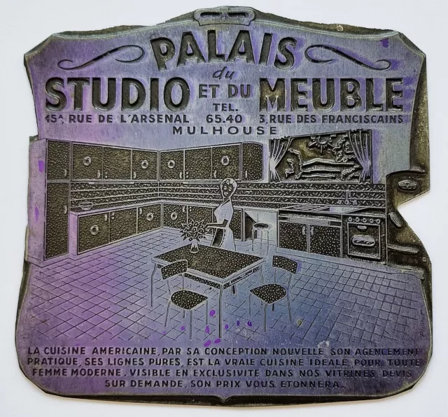 Antiker Stempel / Klischee: Art Deco Möbel - Palais du Studio - Zink, um 1940/50