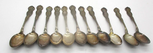 11 Vintage State Souvenir Spoons .. Same Brand Different States