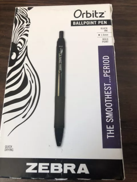 Zebra 21310, 20 pens, Orbitz black Ink 1.6mm bold, retractable