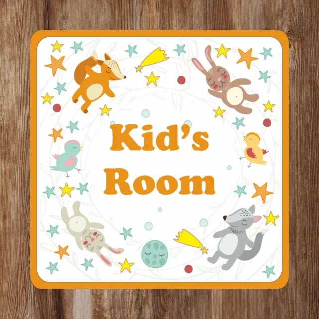 Rabbit, Fox and Birds Animal Kids Bedroom Door Sign Personalised With Any Name