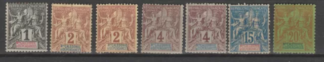 Nouvelle-Calédonie   lot de 7 timbres au type  de 1892    neuf * ou SG