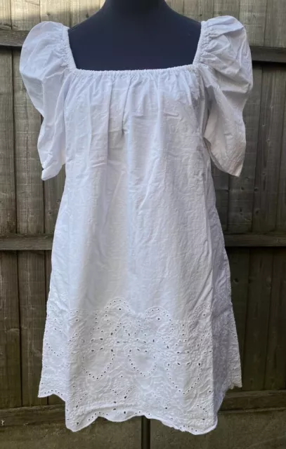 Apricot White Broderie Anglaise Milkmaid Dress Size XS to XL