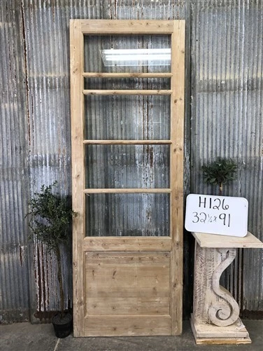 Antique French Single Door (32.5x91) 5 Pane Glass European Door H126