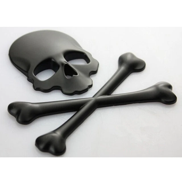 Car 3D Skull Head Bone Logo Body Door Fuel Tank Cap Emblem Sticker Universal TOP
