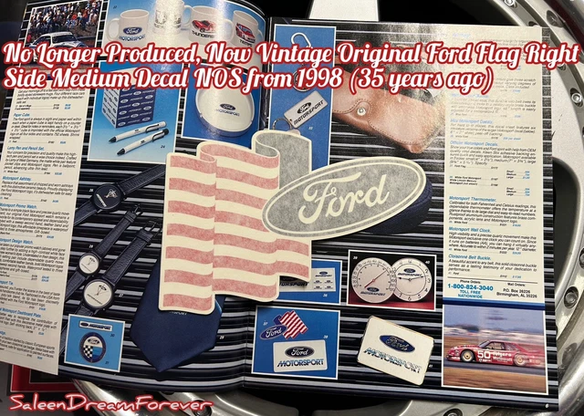 Rare Ford Motorsport Flag Right Side Medium Decal Frm 88 Mustang Cobra Saleen Gt
