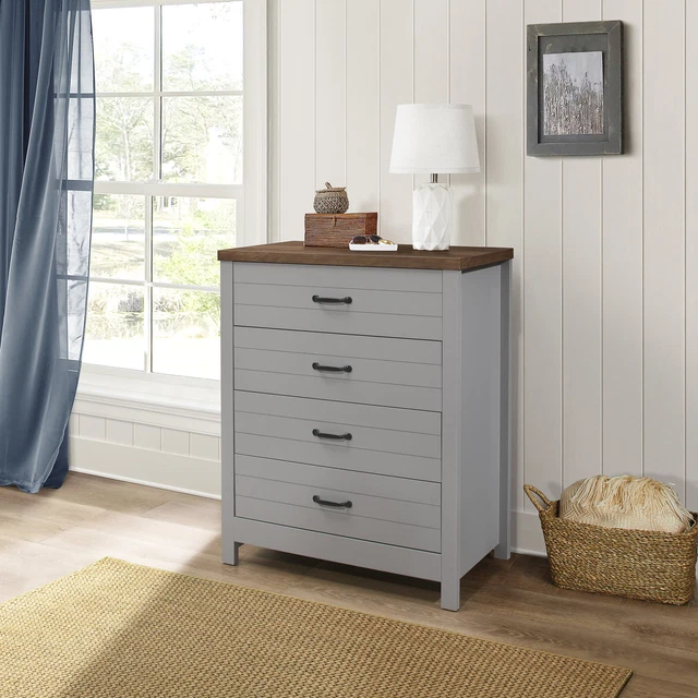 Lancaster Farmhouse 4-Drawer Dresser, Gray & Oak, by Hillsdale Living Essentials