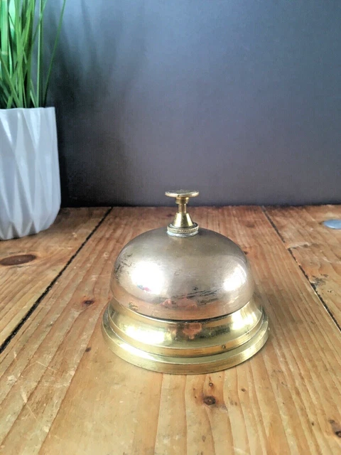 Desk Bell Ringer VINTAGE ANTIQUE BRASS Reception Desk Bell Loud Ringer Shop Counter ...