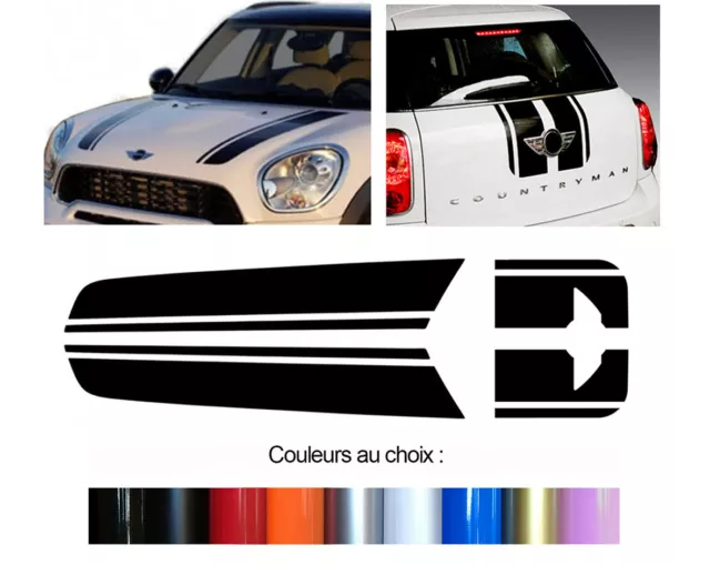 SET DE BANDES CAPOT ET COFFRE POUR MINI COUNTRYMAN DECO AUTO STICKER  BD419-3*